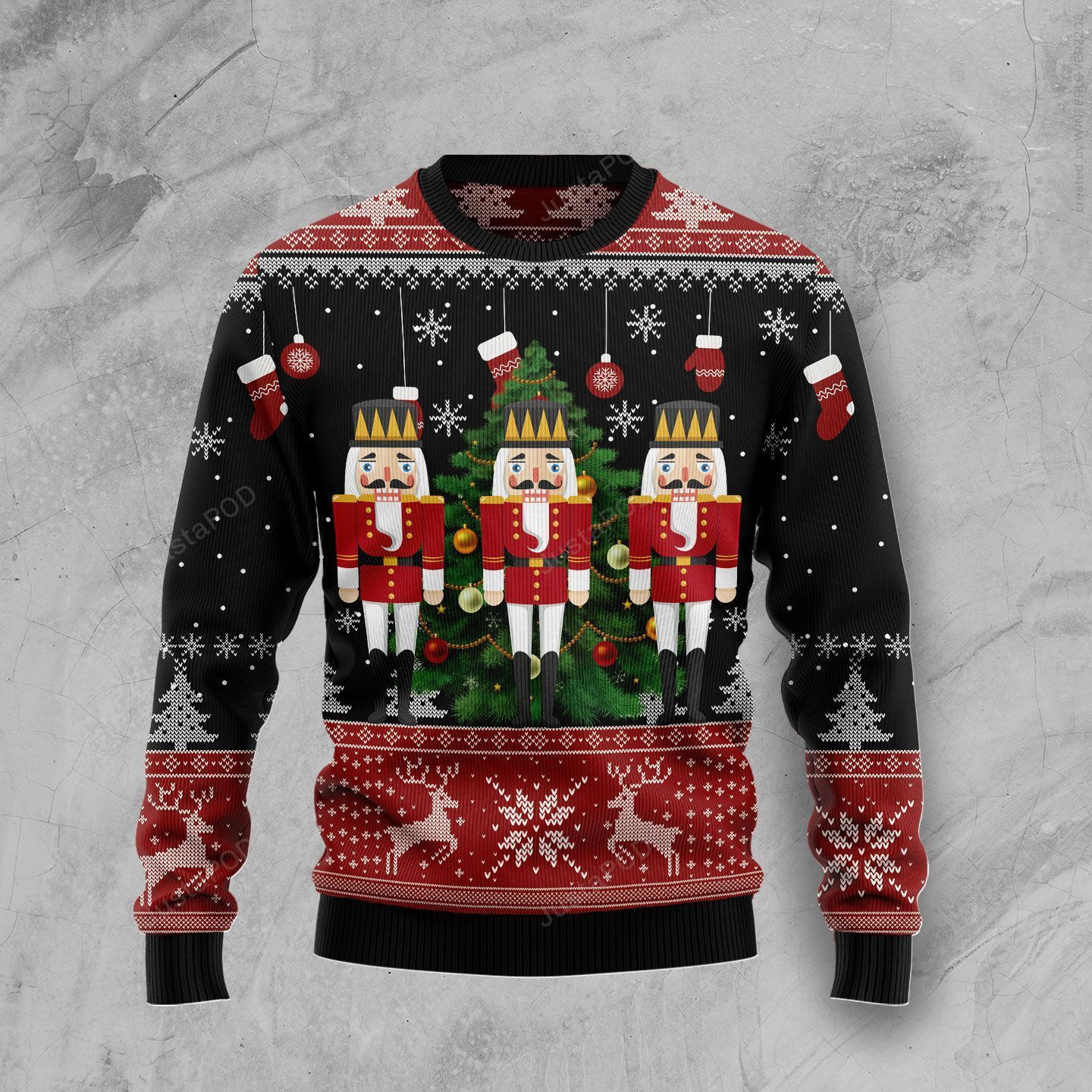 Nutcracker Christmas Tree Ugly Christmas Sweater Adult 3D Funny Matching for family