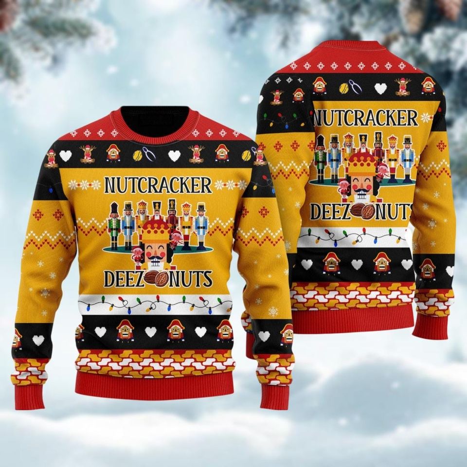 Nutcracker Christmas Ugly Sweater, Deez Nuts Nutcracker Xmas Sweater
