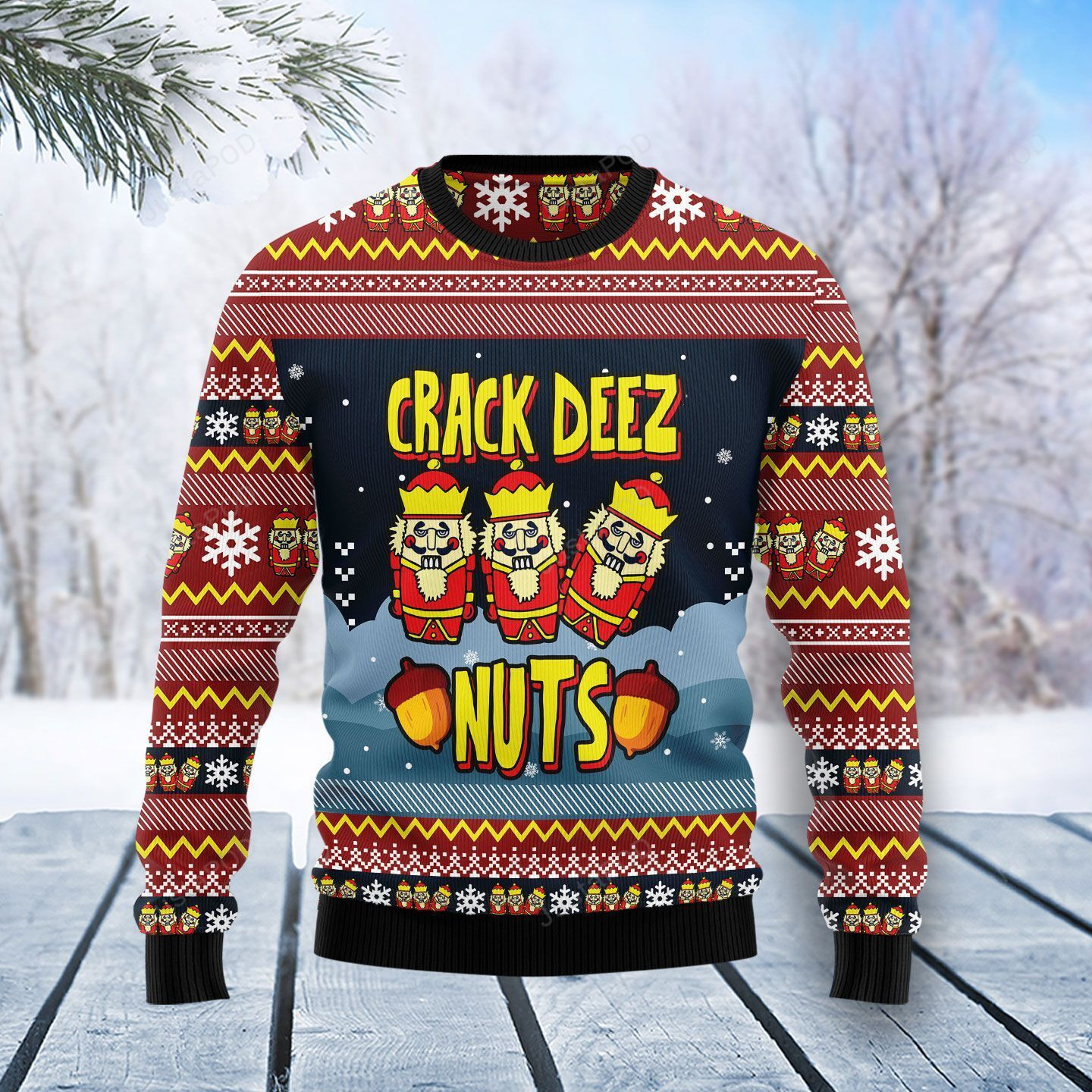Nutcracker Crack Deez Nuts Ugly Christmas Sweater Adult 3D Funny Matching for family