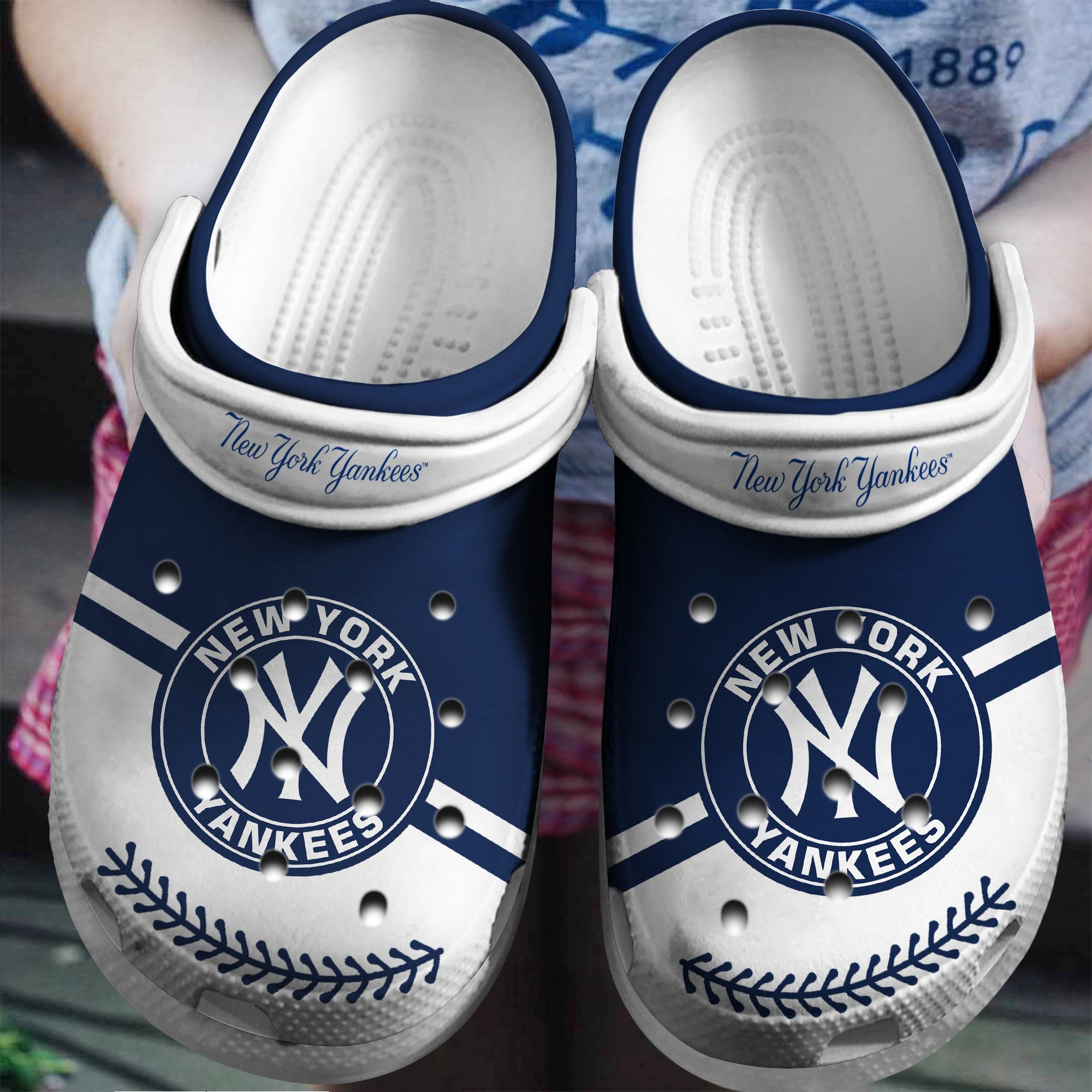NY Yankees -White Clog Shoes Custom Name