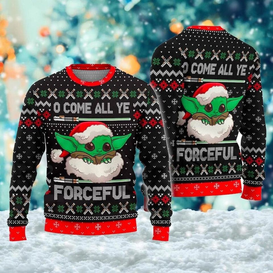 O Come All Ye Forceful 3D Ugly Christmas Sweater, Christmas Carols Xmas Sweater