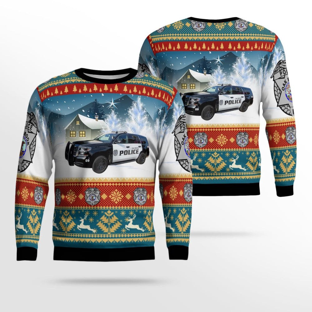 Oak Brook Illinois Oak Brook Police Department AOP Ugly Sweater Christmas Unisex Sweaters Gift For Christmas
