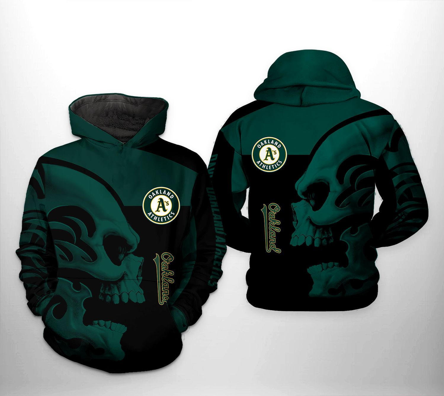 Oakland Athletics MLB Skull 3D All Over Print Hoodie, Zip Hoodie