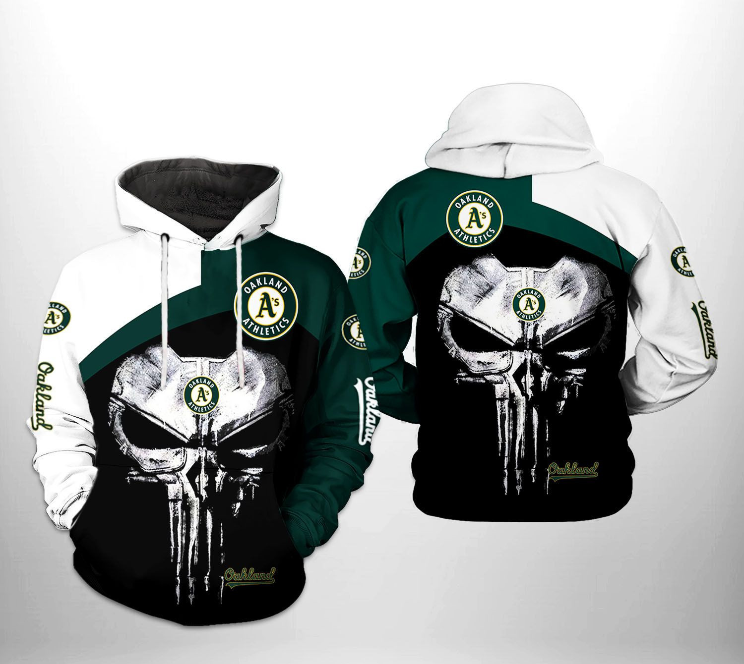 Oakland Athletics MLB Skull Punisher 3D All Over Print Hoodie, Zip Hoodie