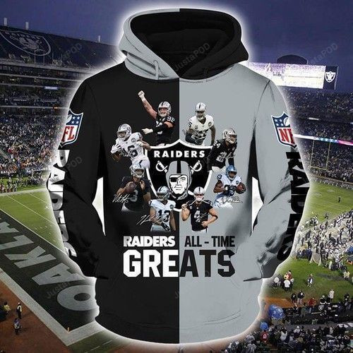 Oakland Raiders All Time 3D All Over Print Hoodie, Zip Hoodie
