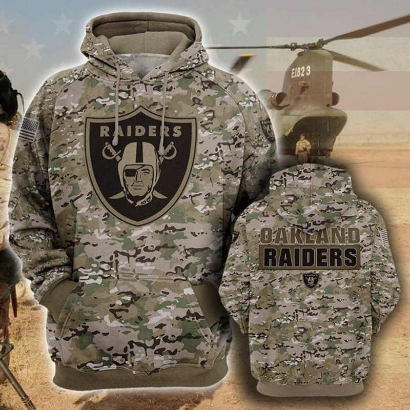 Oakland Raiders Camo 3D All Over Print Hoodie, Zip Hoodie