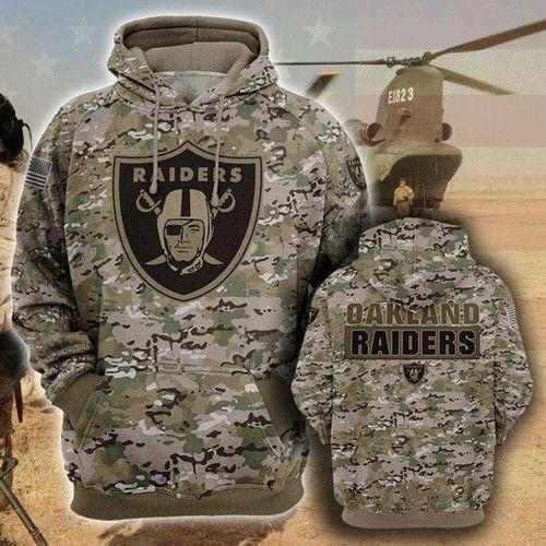 Oakland Raiders Camo 3D All Over Print Hoodie, Zip Hoodie