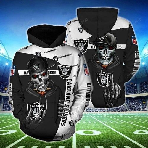 Oakland Raiders Hip Hop Skull 3D All Over Print Hoodie, Zip Hoodie