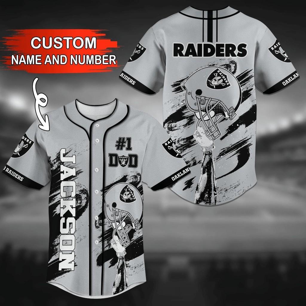 Oakland Raiders NLF Baseball Jersey Shirt With Personalized