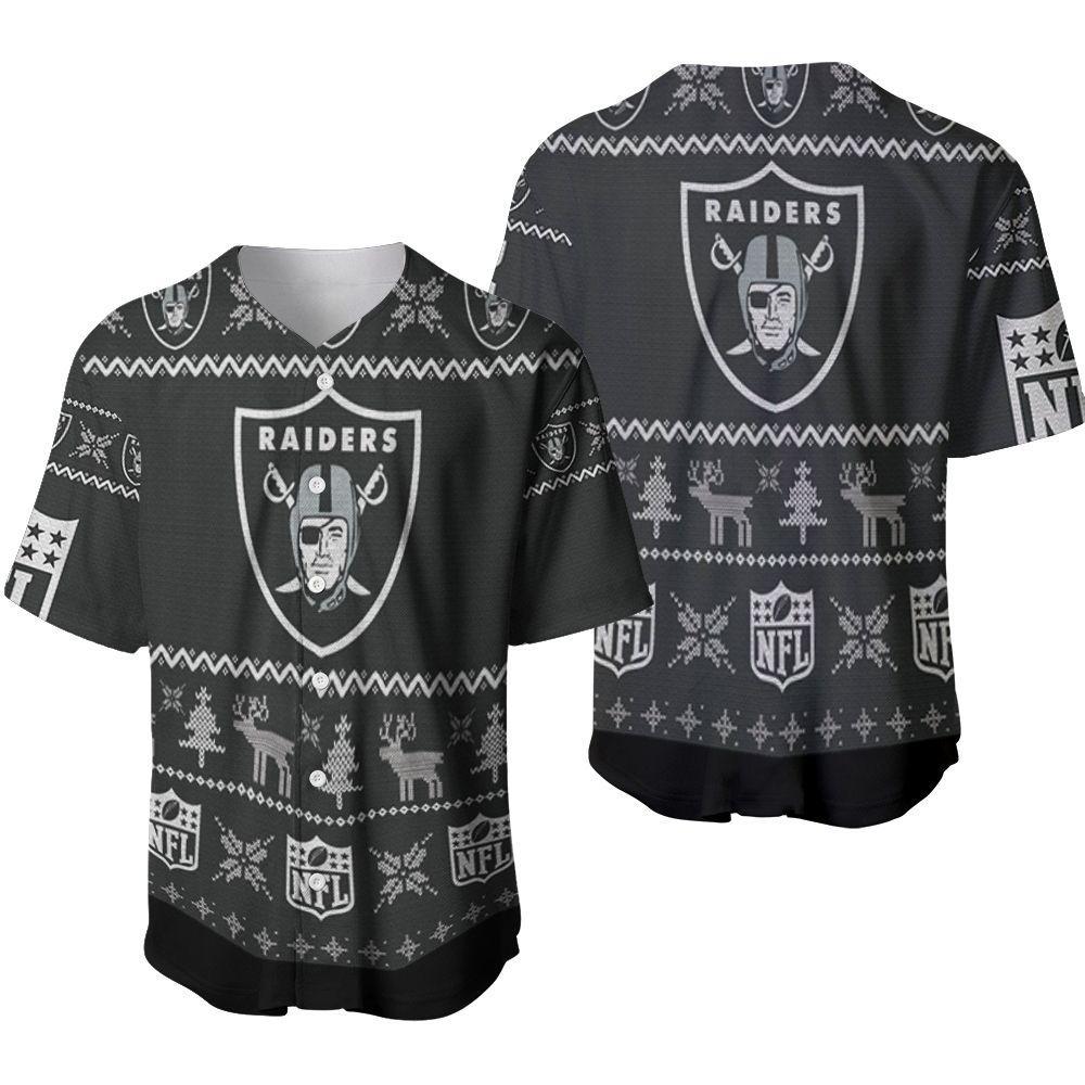 Oakland Raiders NLF Ugly Christmas 3D Printed Sweatshirt Ugly Baseball Jersey