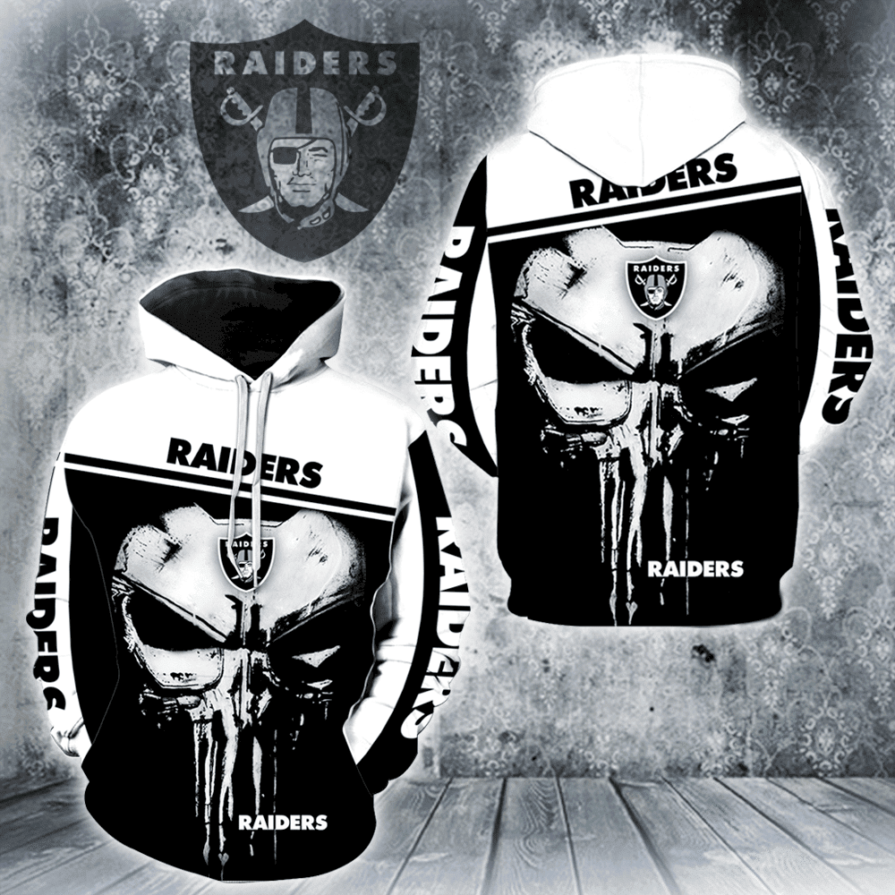 Oakland Raiders Punisher 3D All Over Print Hoodie, Zip Hoodie