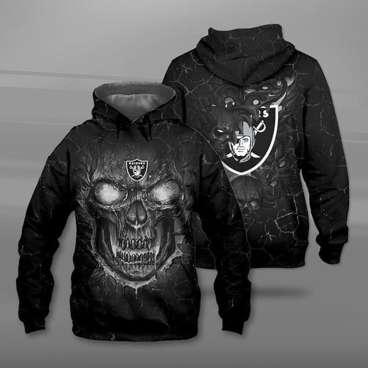 Oakland Raiders Skull 3D All Over Print Hoodie, Zip Hoodie
