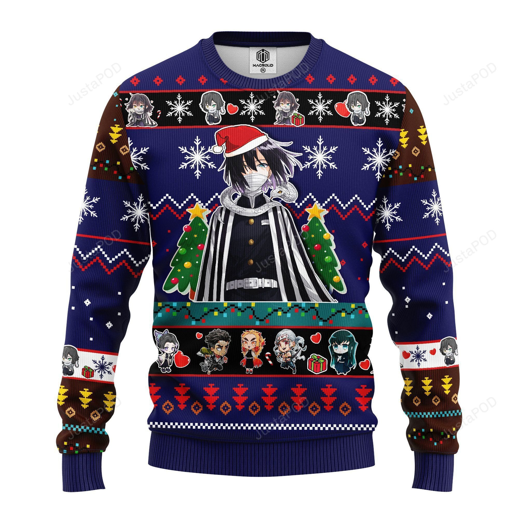 Obanai Iguro Demon Slayer Anime Ugly Christmas Sweater Adult 3D Funny Matching for family