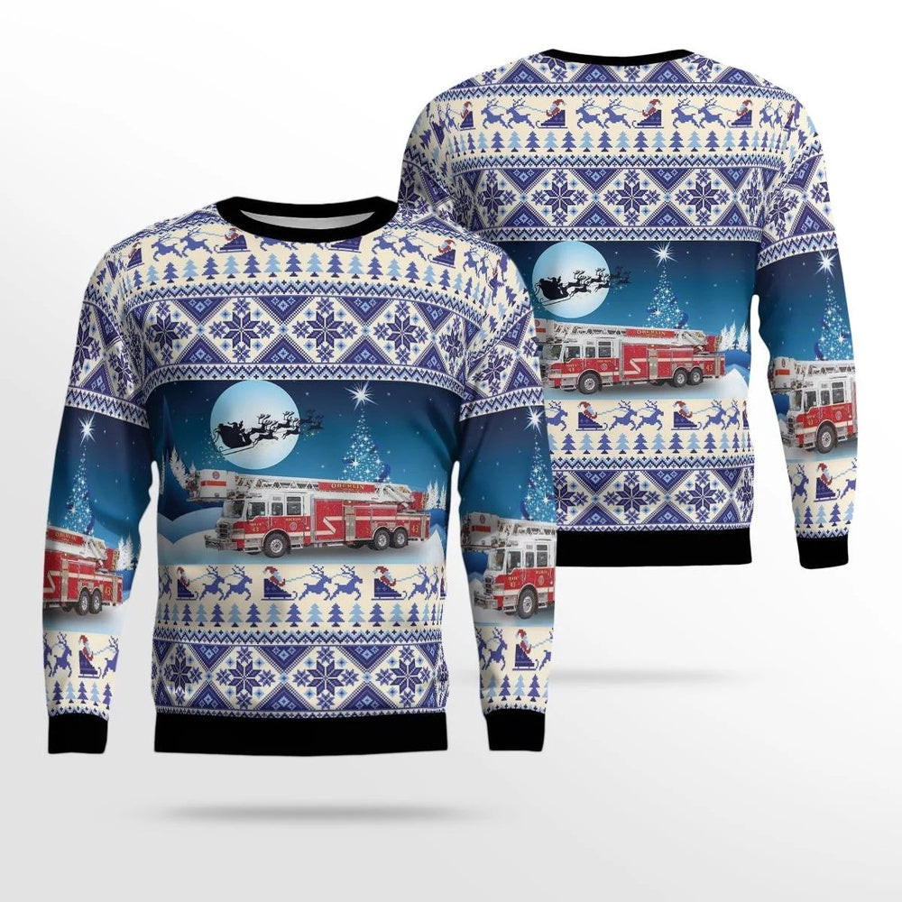 Oberlin Ohio Oberlin Fire Department AOP Ugly Sweater Christmas Unisex Sweaters Gift For Christmas