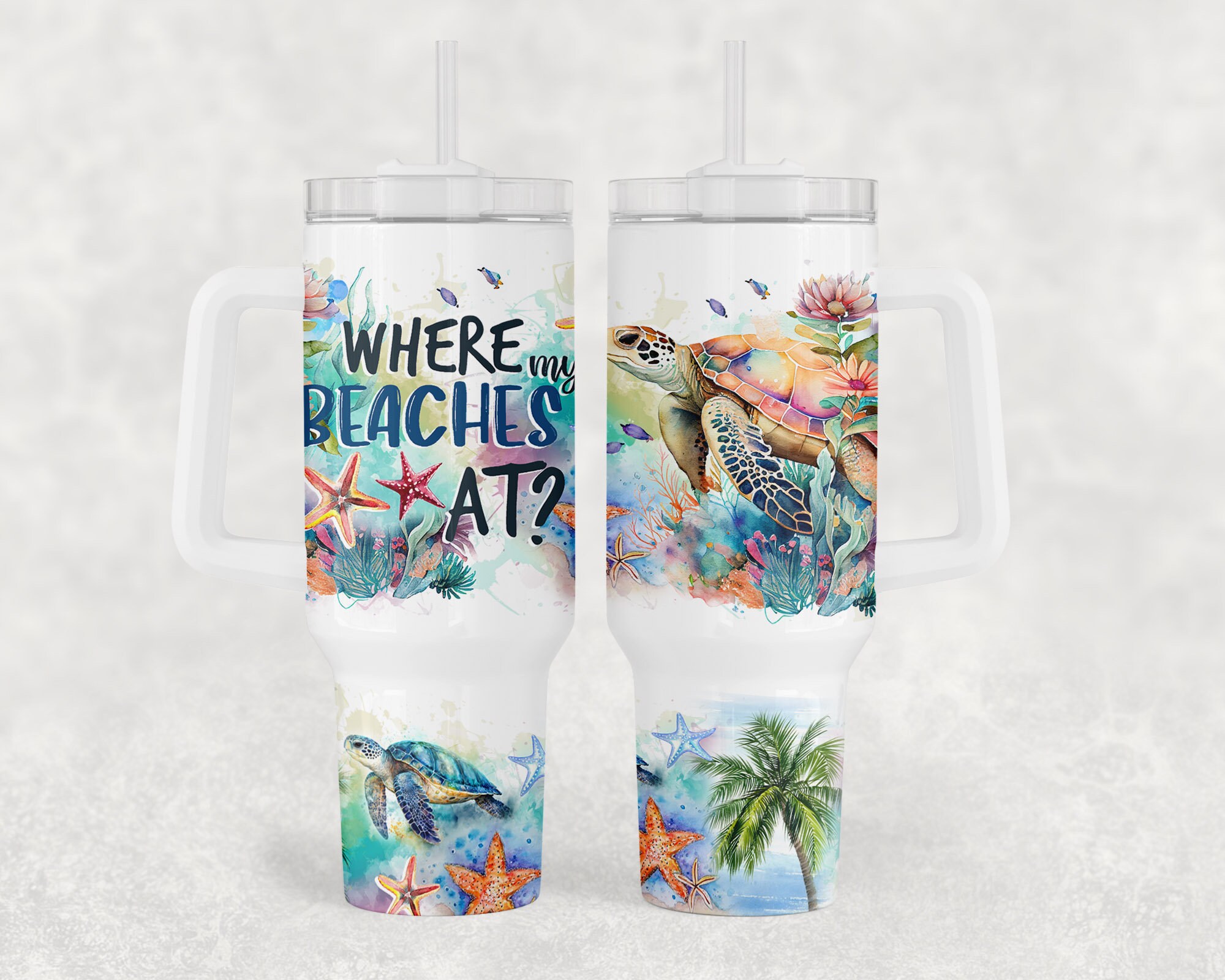 Ocean Sea Turtles Summer Vibes Custom Stanley Cup 40 oz 30 oz Tumbler With HandleTVC2301965 - Image 2