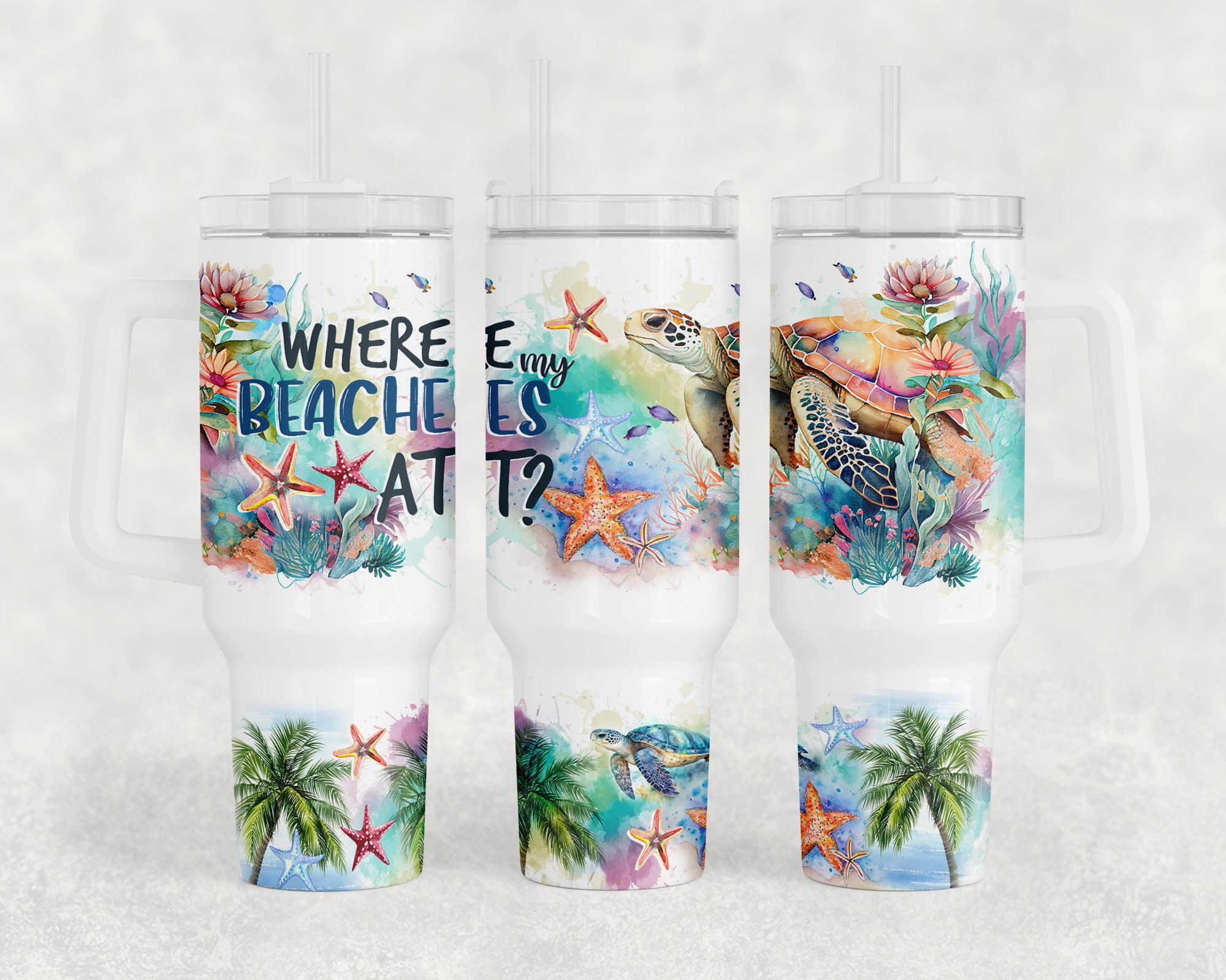 Ocean Sea Turtles Summer Vibes Custom Stanley Cup 40 oz 30 oz Tumbler With HandleTVC2301965