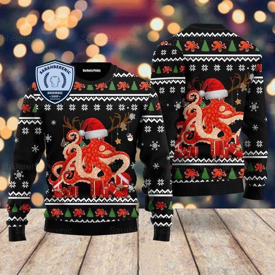 Octopus Horror Christmas Ugly Sweater - Image 2