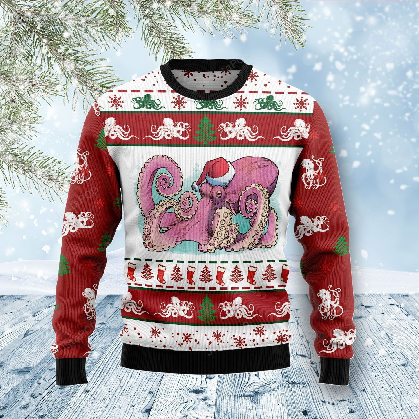 Octopus Noel Ugly Christmas Sweater Adult 3D Funny Matching for family