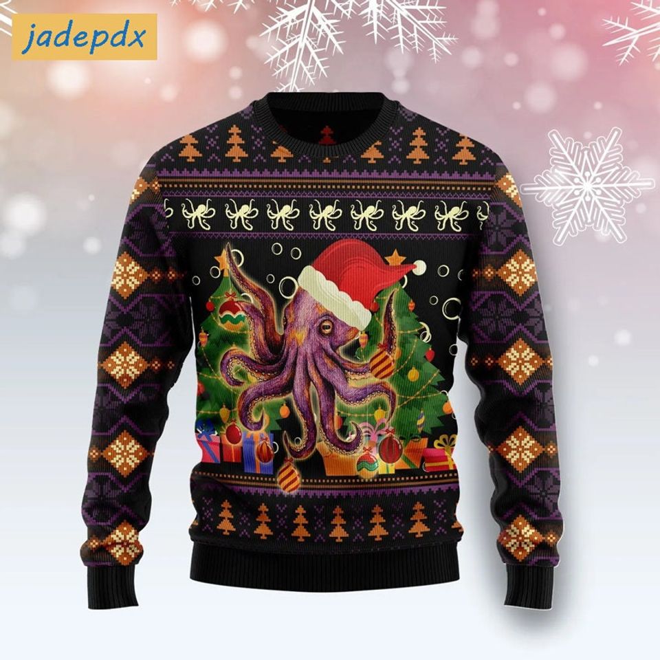 Octopus Ornament Christmas Ugly Sweater For Men Women, Octopus Shirt, Christmas Shirt