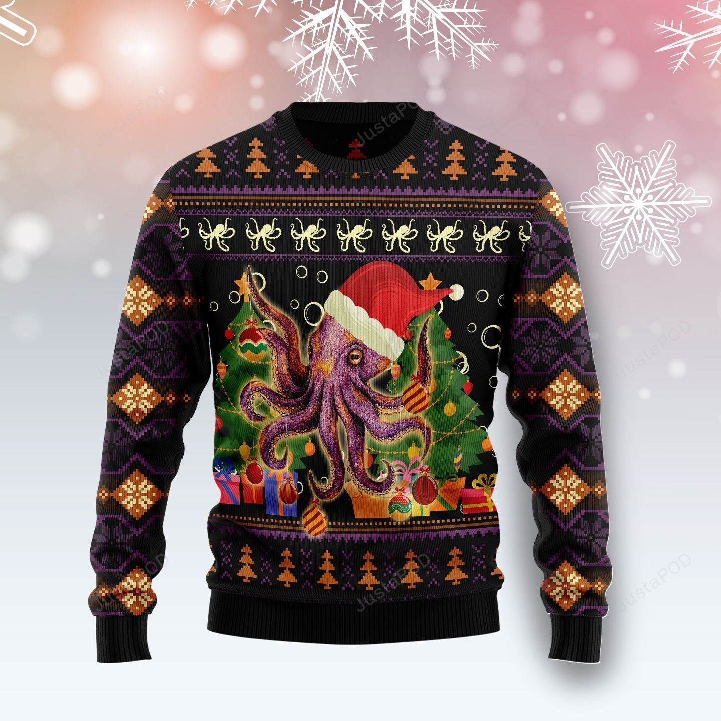 Octopus Ornament Ugly Christmas Sweater Adult 3D Funny Matching for family