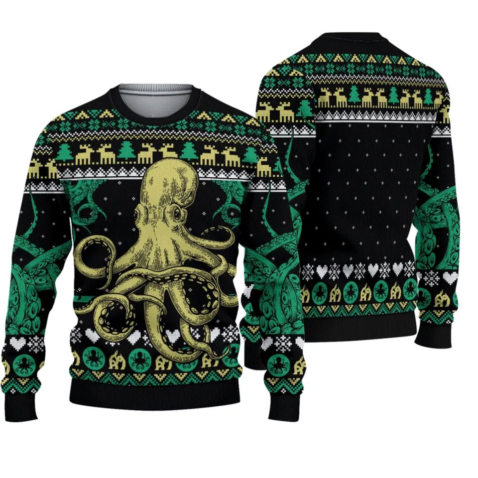 Octopus Ugly Christmas Sweater All Over Print Sweater Apparel