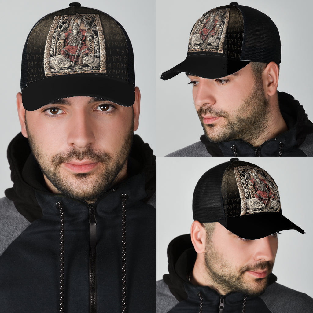 Odin-on-Throne Mesh Back Cap Trucker Hats Custom Hats Gifts For Men & Women