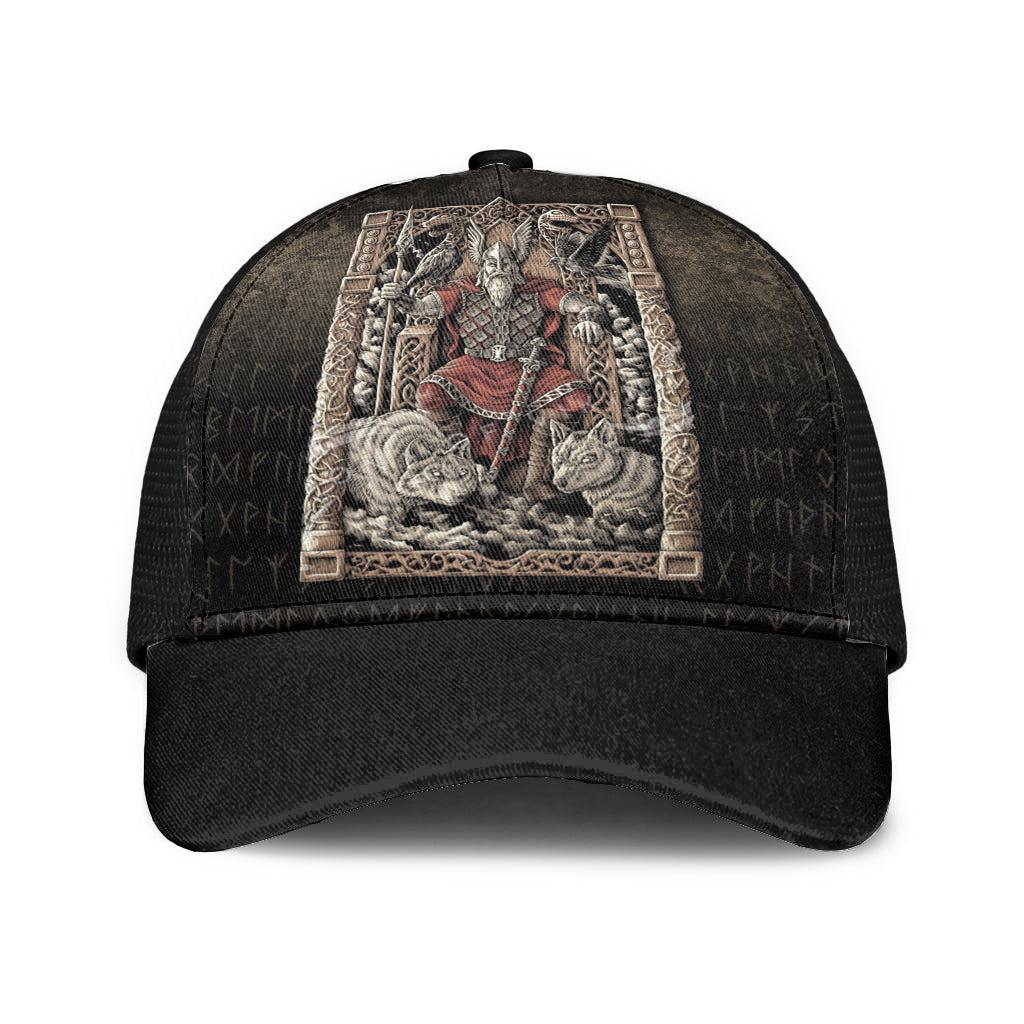 Odin-on-Throne Mesh Back Cap Trucker Hats Custom Hats Gifts For Men & Women