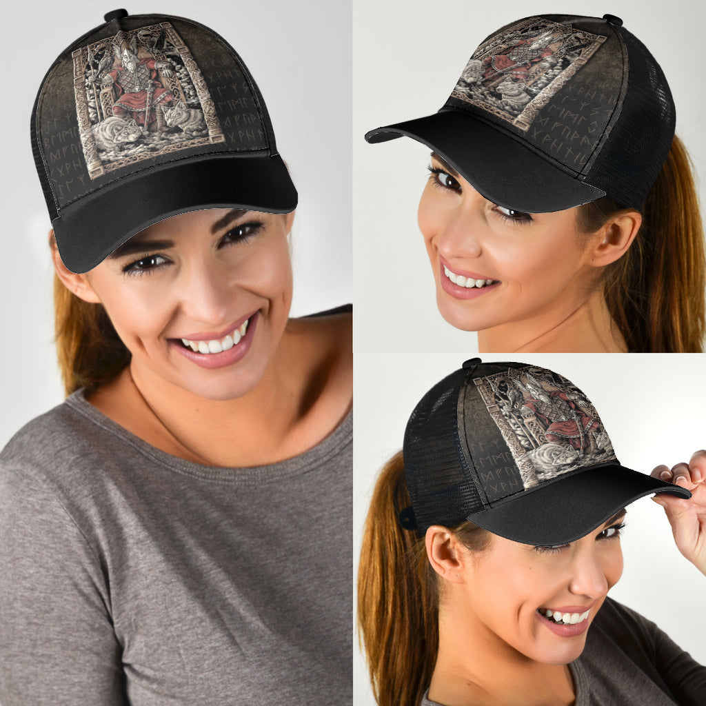 Odin-on-Throne Mesh Back Cap Trucker Hats Custom Hats Gifts For Men & Women
