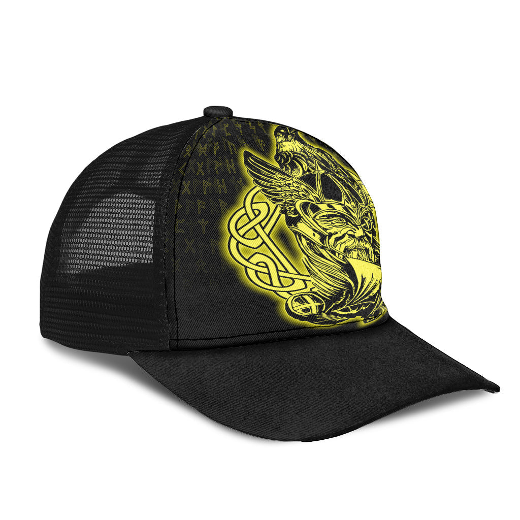 Odin Raven Viking Set Gold Mesh Back Cap Trucker Hats Custom Hats Gifts For Men & Women