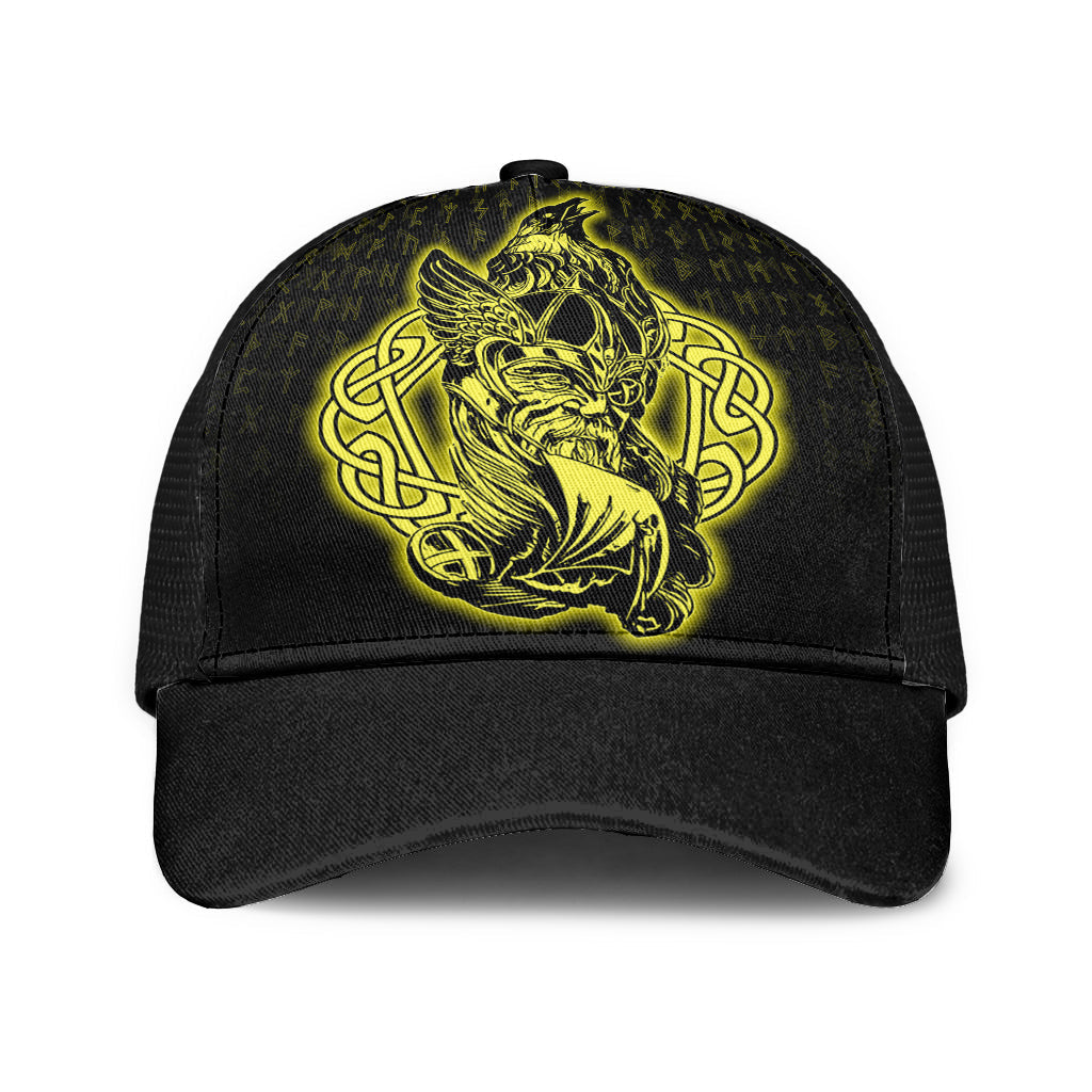 Odin Raven Viking Set Gold Mesh Back Cap Trucker Hats Custom Hats Gifts For Men & Women