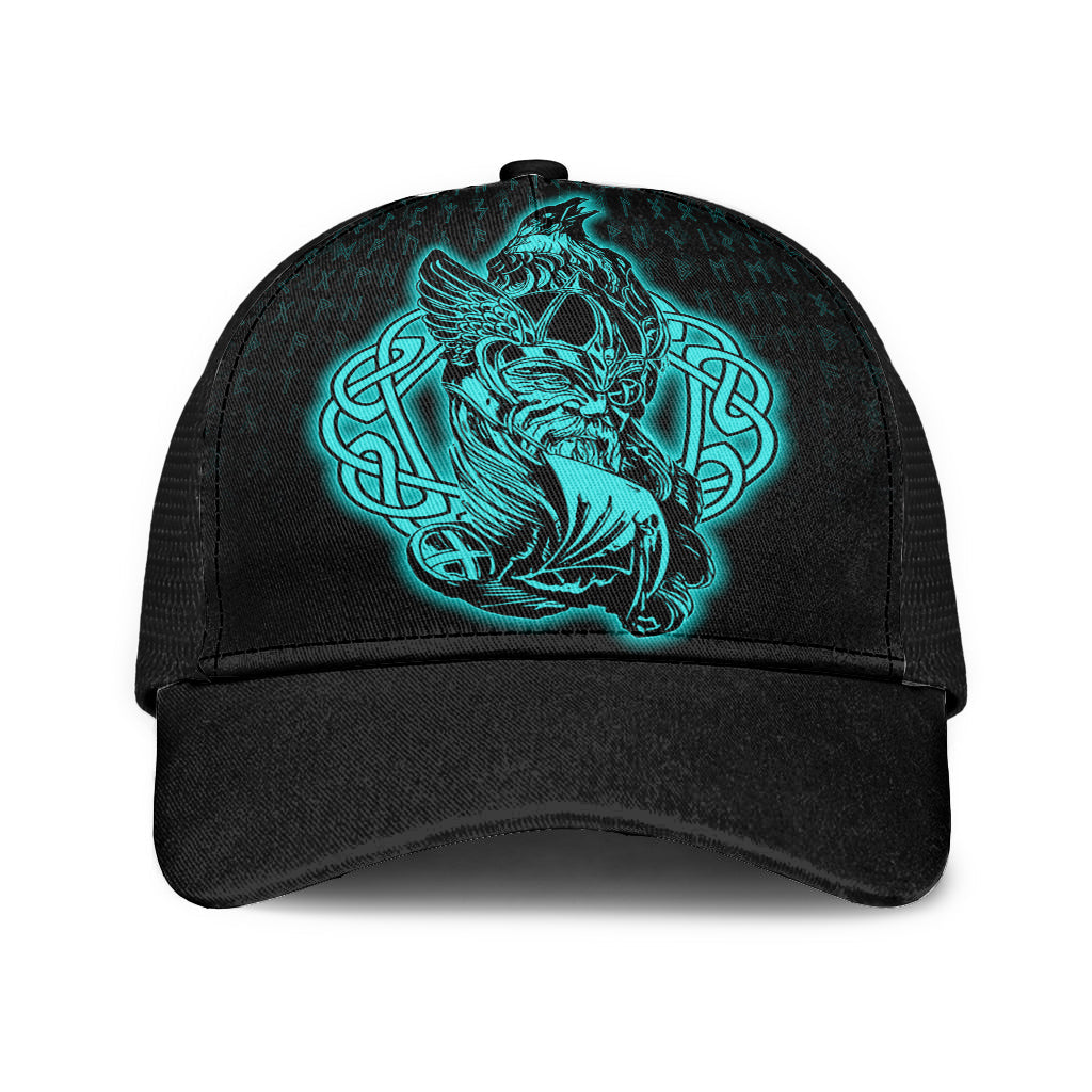 Odin Raven Viking Set Turquoise Mesh Back Cap Trucker Hats Custom Hats Gifts For Men & Women