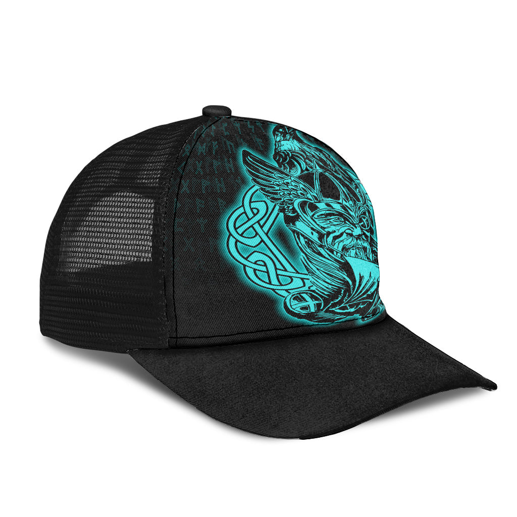 Odin Raven Viking Set Turquoise Mesh Back Cap Trucker Hats Custom Hats Gifts For Men & Women