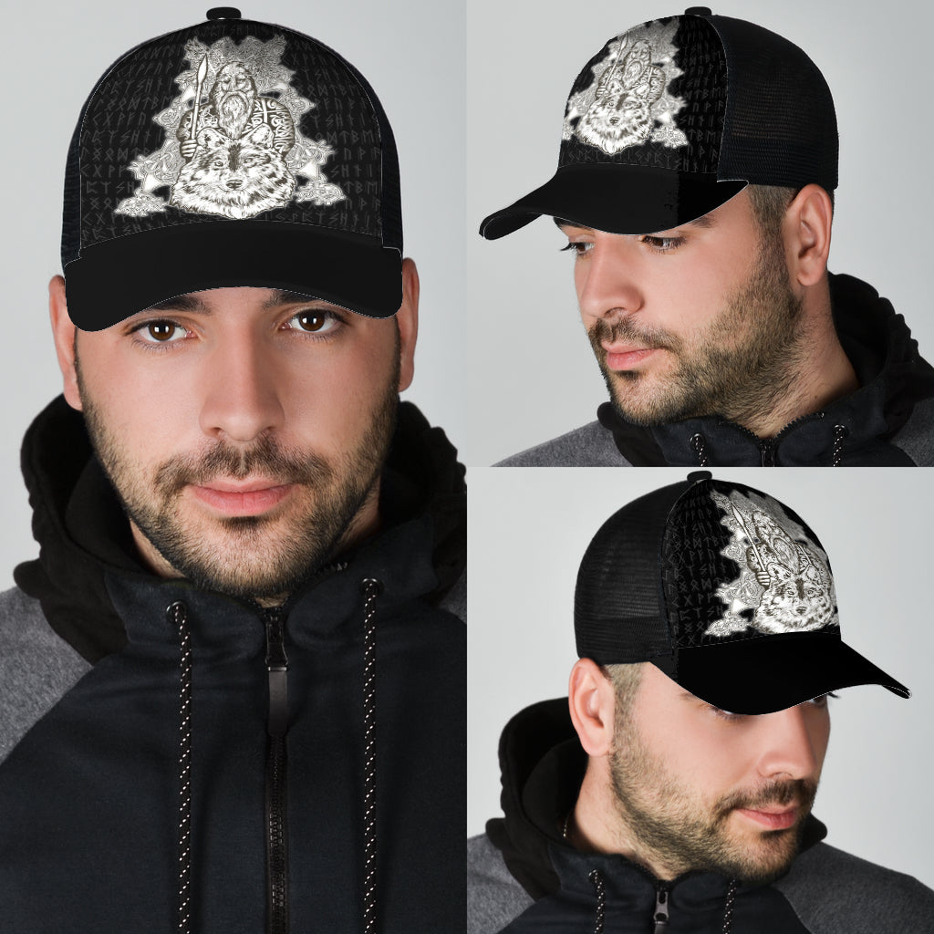Odin Wolf Viking Set Mesh Back Cap Trucker Hats Custom Hats Gifts For Men & Women