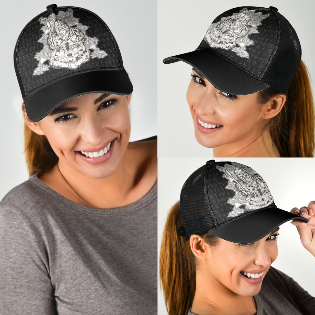 Odin Wolf Viking Set Mesh Back Cap Trucker Hats Custom Hats Gifts For Men & Women