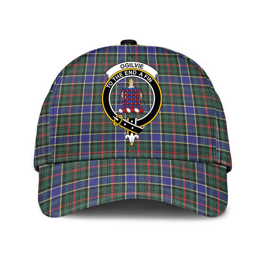 Ogilvie Hunting Modern Tartan Baseball Cap, Tartan Plaid Cap with Family Crest K23 Trucker Hats Custom Hats Gifts For Men & Women