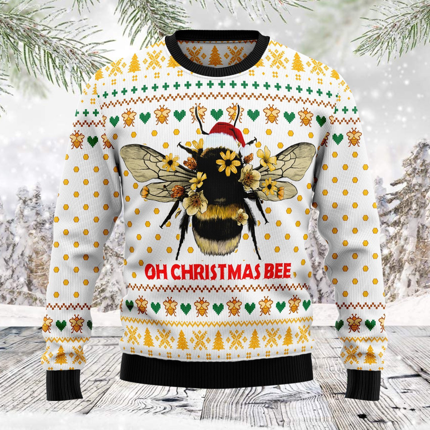 Oh Christmas Bee Bee Ugly Christmas Sweater Adult 3D Funny Matching for family