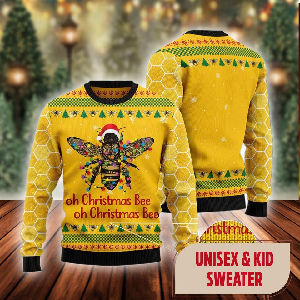 Oh Christmas Bee Ugly Sweater, Honey Bee Christmas