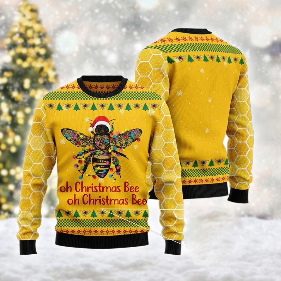 Oh Christmas Bee Ugly Sweater, Honey Bee Christmas Sweatshirt