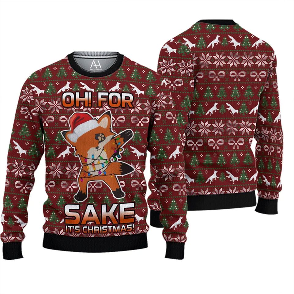 Oh For Sake Fox Ugly Christmas Sweater