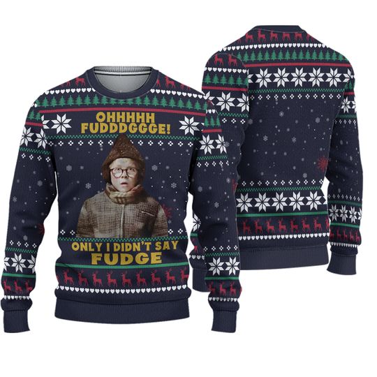 Oh Fudge A Christmas Story Ugly Sweater, Ralphie Christmas Movie Adult Kid Shirt - Image 2