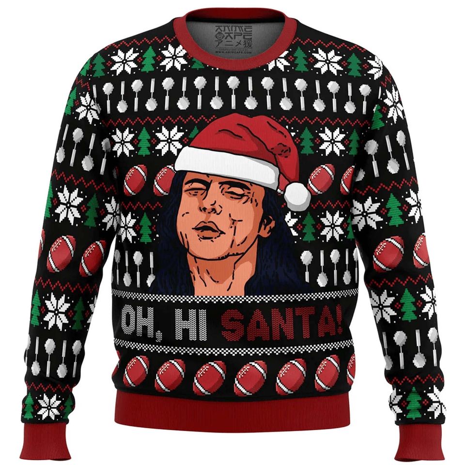 Oh, Hi Santa The Room Ugly Christmas Sweater, Funny Holiday Sweater