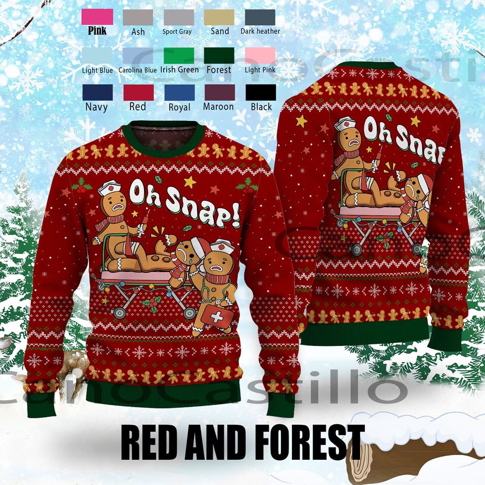 Oh Snap Gingerbread Christmas Ugly Sweater - Image 2