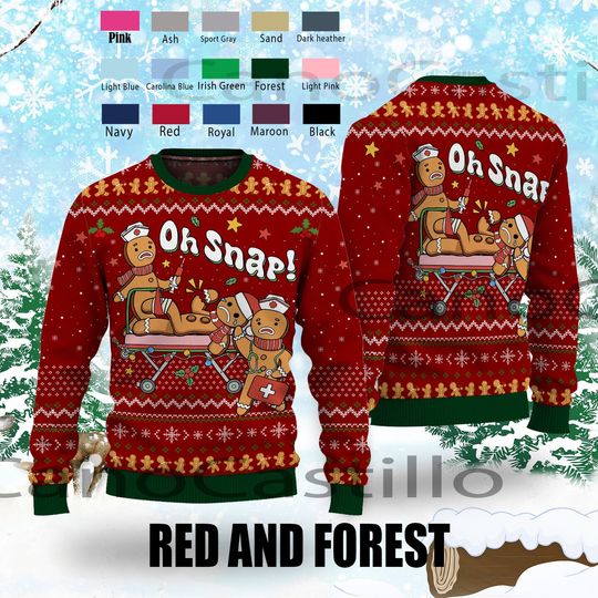 Oh Snap Gingerbread Christmas Ugly Sweater - Image 6