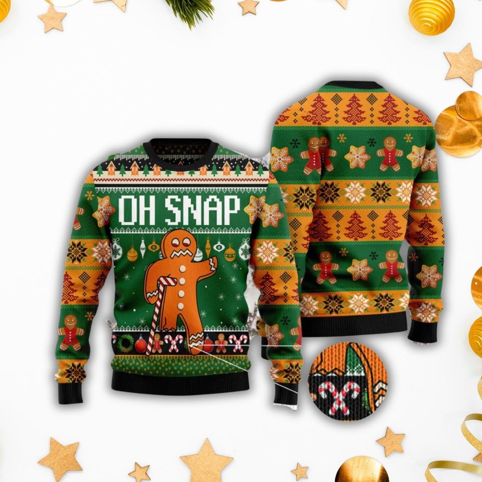 Oh Snap Gingerbread Ugly Sweater, Gingerbread Man Xmas Sweater