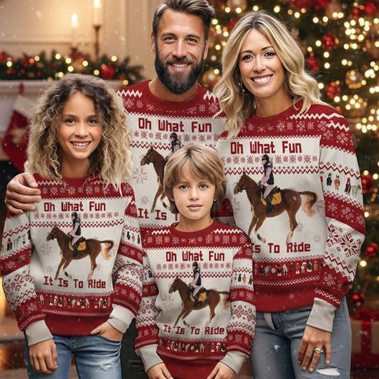 Oh What Fun It Is To Ride Christmas Gift for Horse Lovers - Personalized Horse Ugly Sweater - Image 4