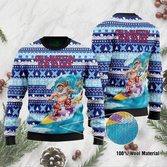 Oh What Fun It Is To Ride Ugly Christmas Sweater Adult 3D Funny Matching for family