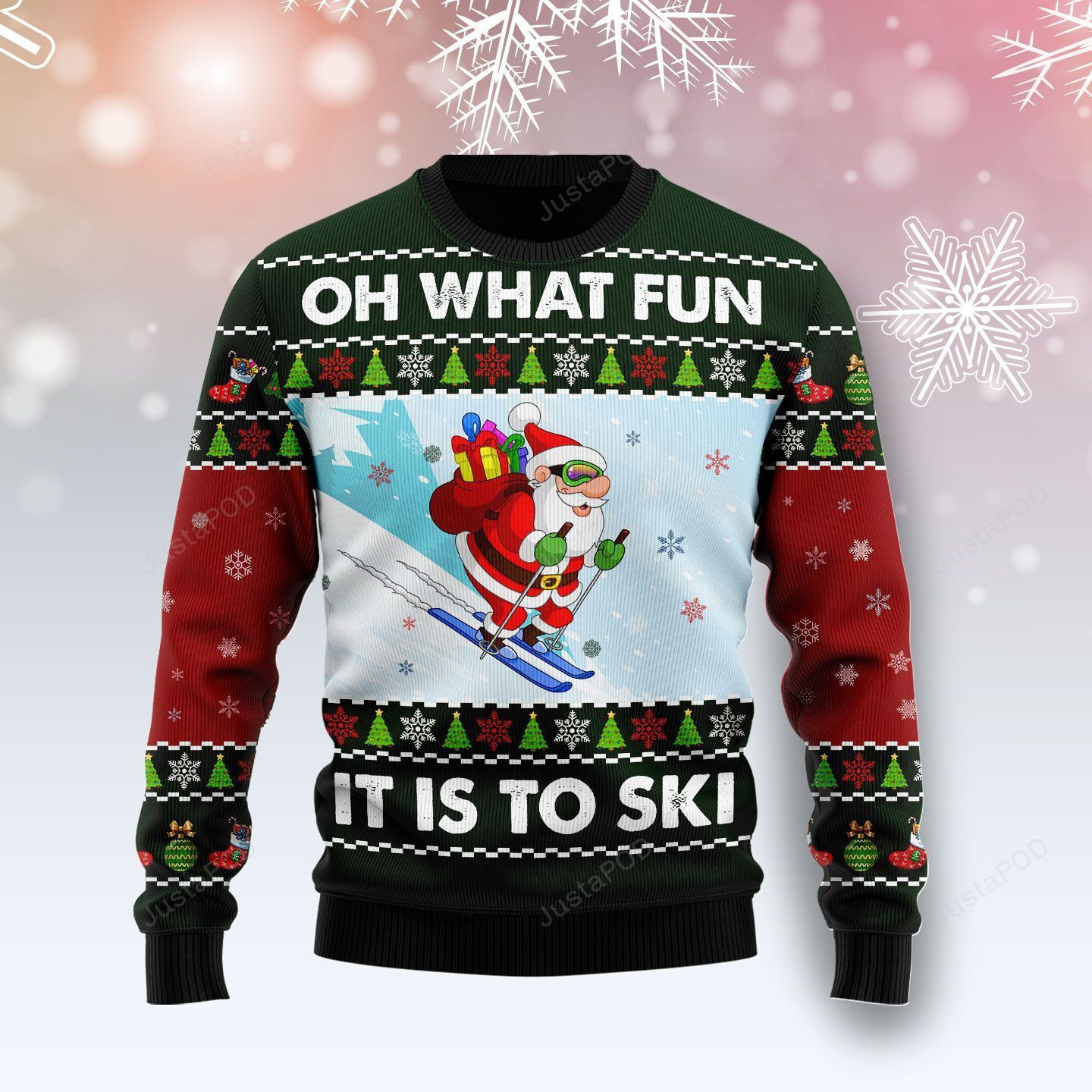 Oh What Fun It Is To Ski Ugly Christmas Sweater Adult 3D Funny Matching for family
