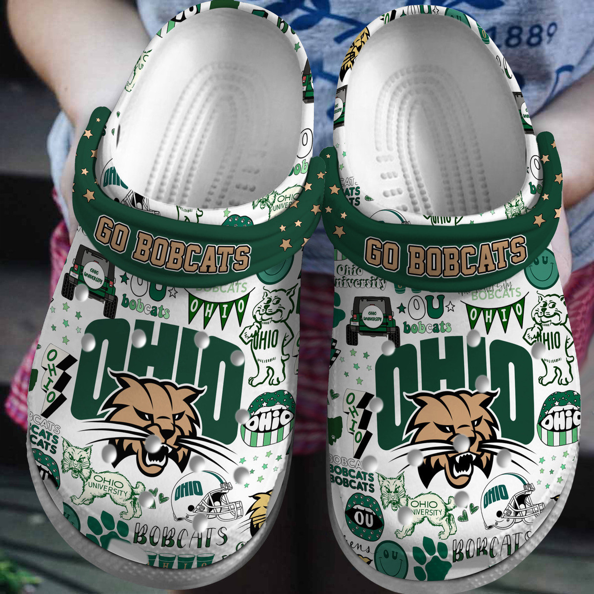 Ohio Bobcats NCAA Sport Crocs Crocband Clogs Shoes Comfortable For Men Women and Kids
