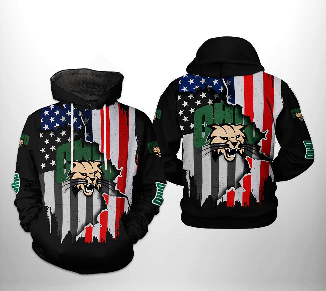 Ohio Bobcats NCAA US Flag 3D All Over Print Hoodie, Zip Hoodie