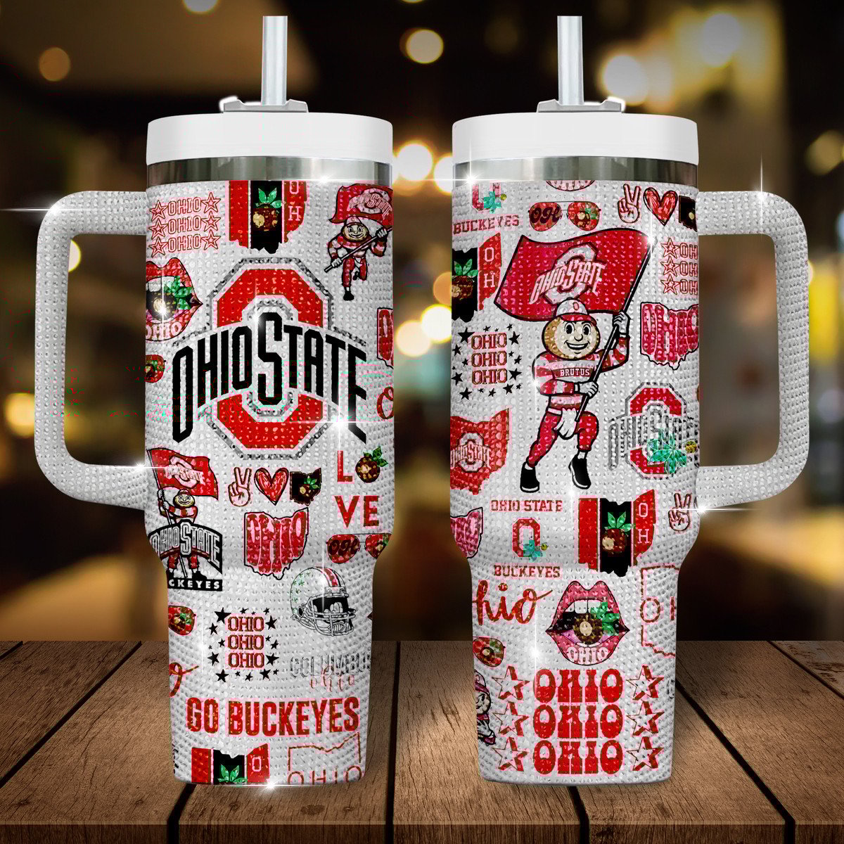 Ohio State Buckeyes Bling NCAA Custom Stanley Cup 40 oz 30 oz Tumbler With HandleTVC2301741